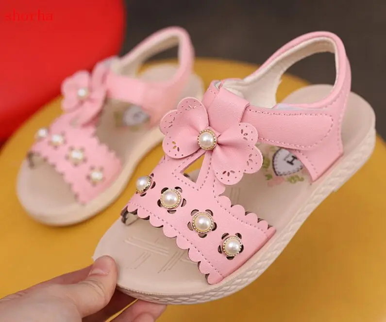 

2018 Summer New Korean Sandals PU Little Tong Sandals female baby bow student sandals