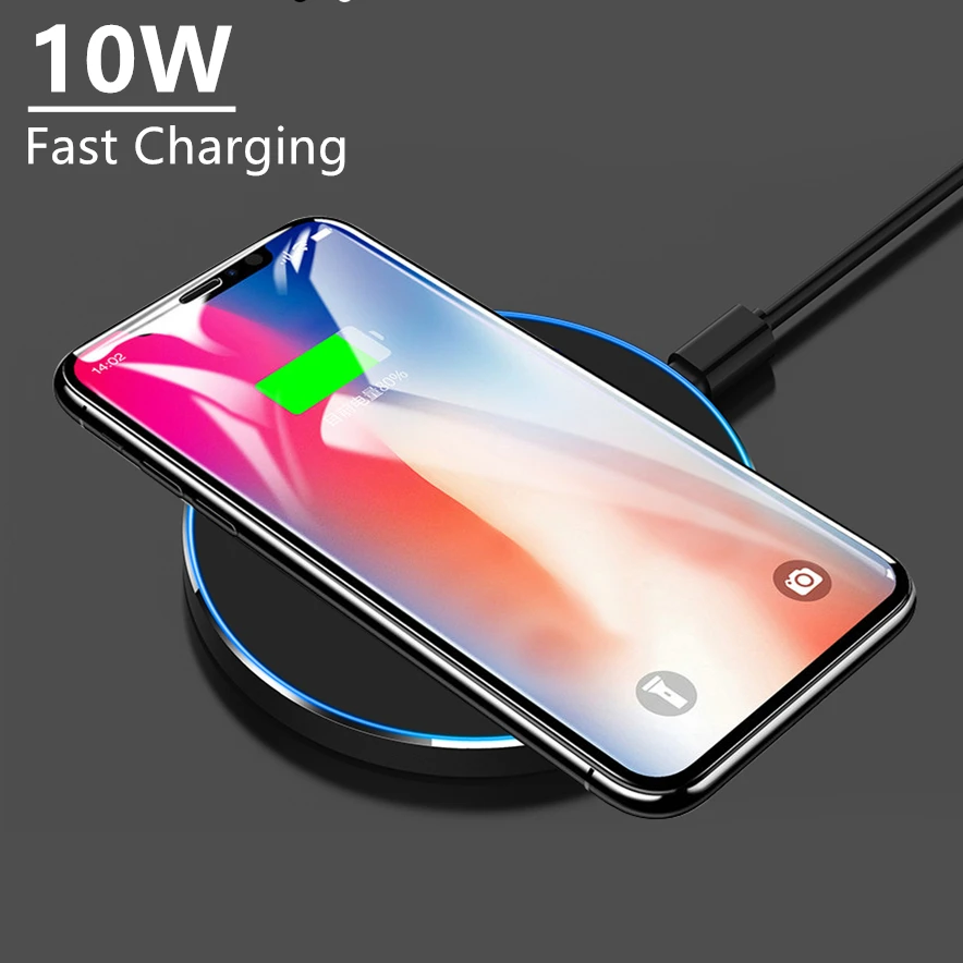 

QI 10W Quick Wireless Charger For iPhone XS Max XR X 8 QC 3.0 Fast Charging For huawei p30 pro p20 lite mate 20 USB Charger Pad