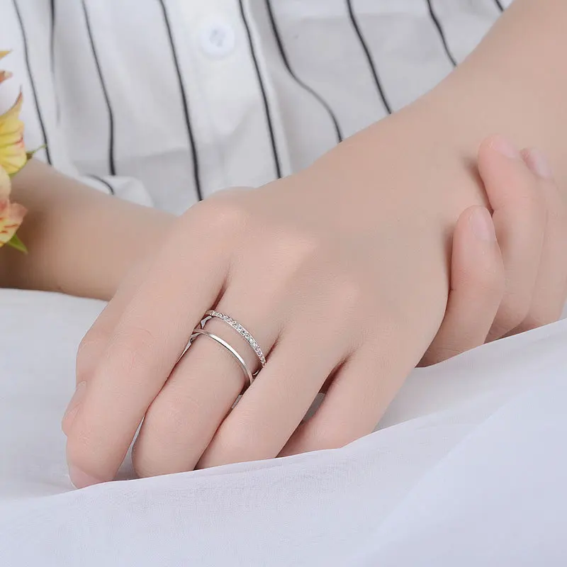 CHUKUI CZ Open Wide Adjustable Ring Double Layers Ring For Women Finger Knuckle Rings Christmas Gift (7)