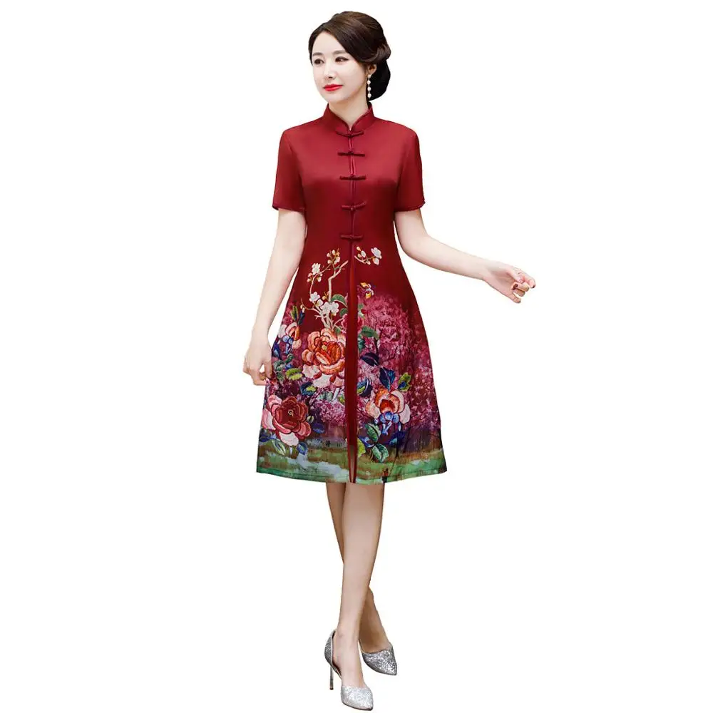 Shanghai Story, высокое качество, китайское традиционное платье без рукавов, Ципао, китайское платье Чонсам с цветочным рисунком, пальто, комплект из 2 предметов - Цвет: Красный