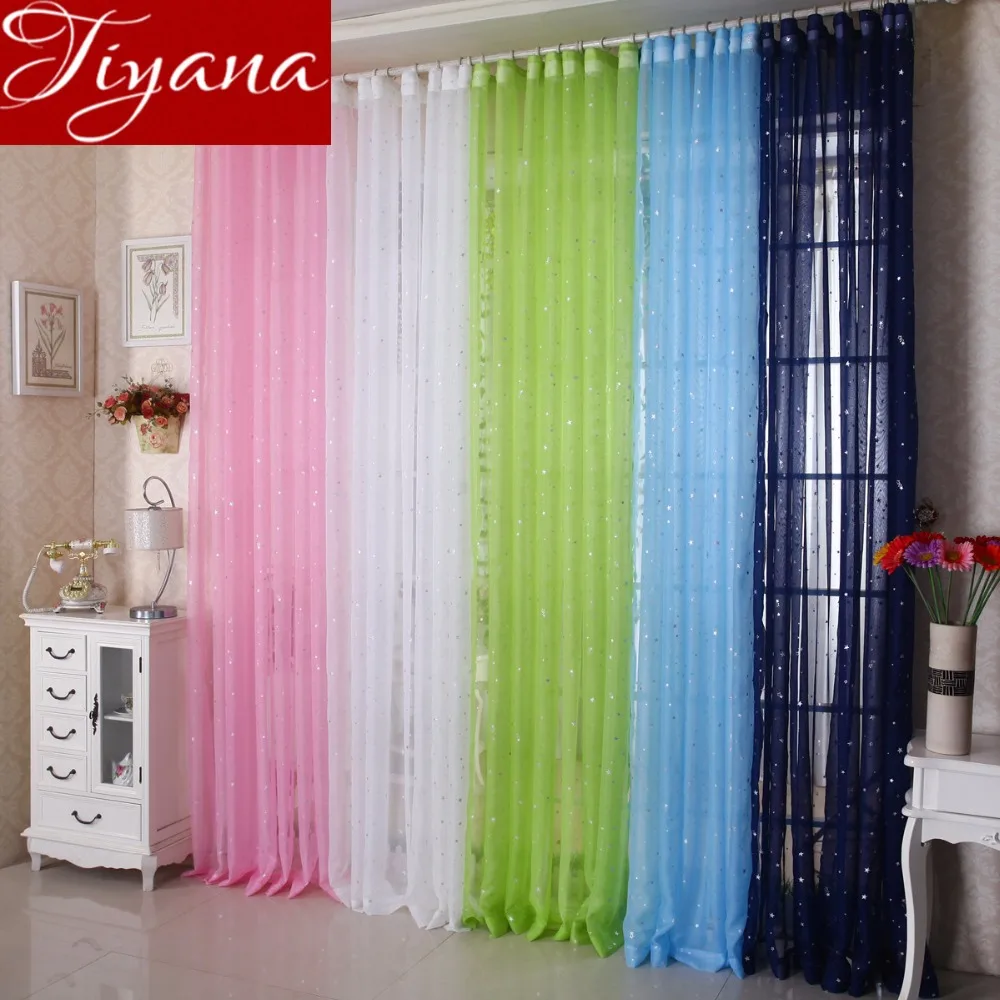 

Shiny Stars Baby Curtains White For Bedroom Modern Living Room Kitchen Tulle Curtains Green Sheer Fabrics Treatment T&234 #20