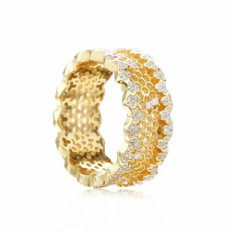 

European style High Quality 925 sterling silver 2018 Mother's Day The New honeycomb Lace bee ring female Jewelry accessorie