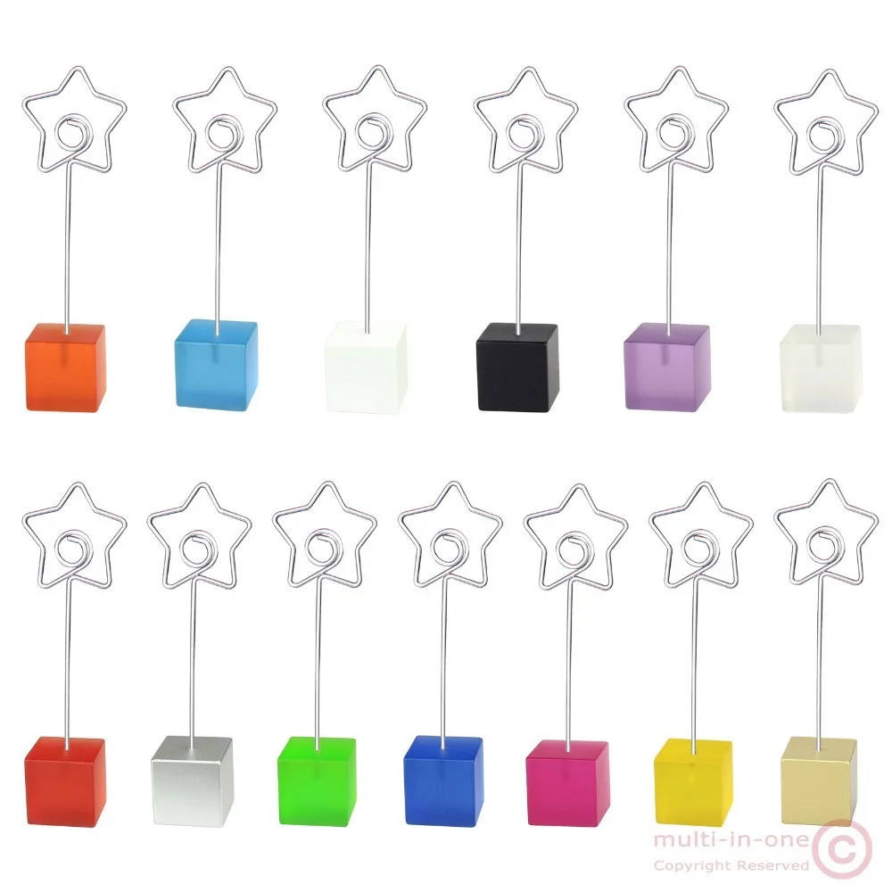 color cube stand star wire card note picture memo photo clip holder
