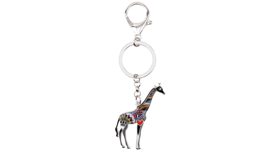 Bonsny эмалированный металлический Африканский джунгли брелок в виде жирафа брелок для ключей Подвески для женщин сумка для автомобиля ювелирные изделия новинки подарок оптом