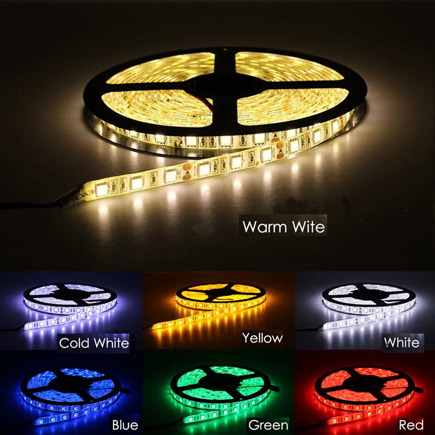 

1 Roll 5M 300 leds Waterproof 12V LED Strip Light 5050 RGB Blue Red Green warm white Diode Tape LED Lamp Home Holiday Decoration
