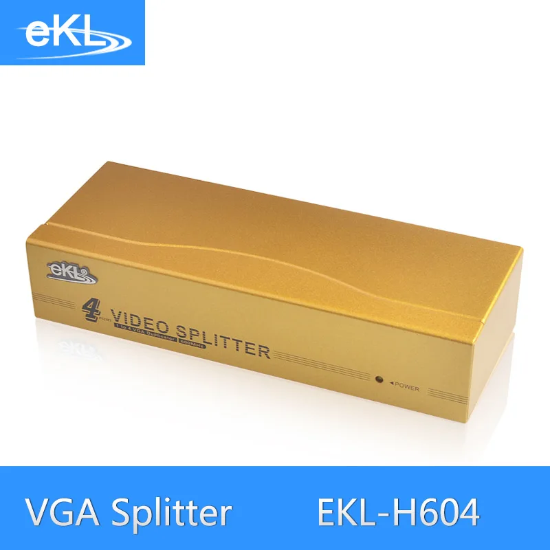 

EKL 4 Port VGA Splitter Metal 600MHz High Frequency 1 In 4 Out Support 1080P Resolution for Computer