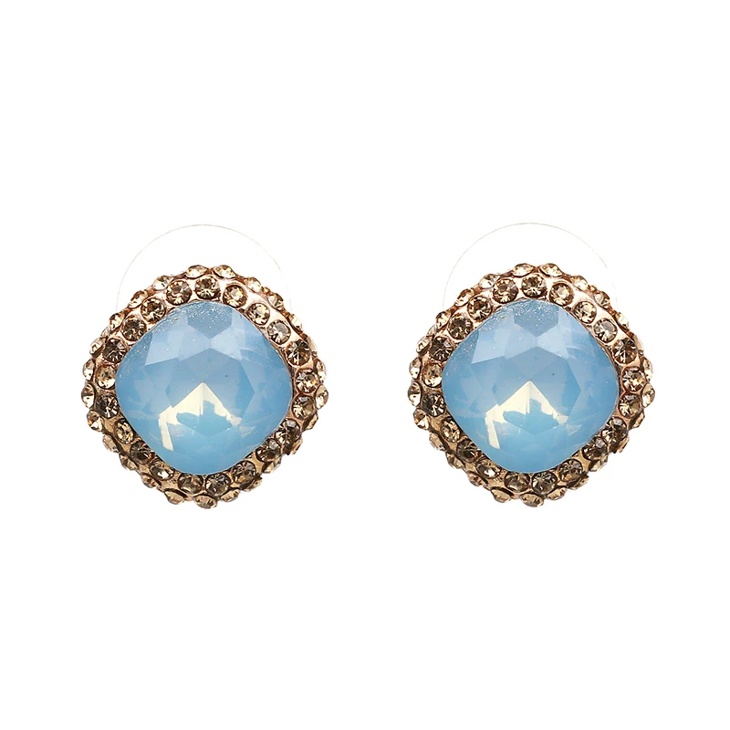 

FASHIONSNOOPS New Arrival small Blue elegant royal Crystal classic Stud Earring Fashion Vintage For Women Factory cheap Price