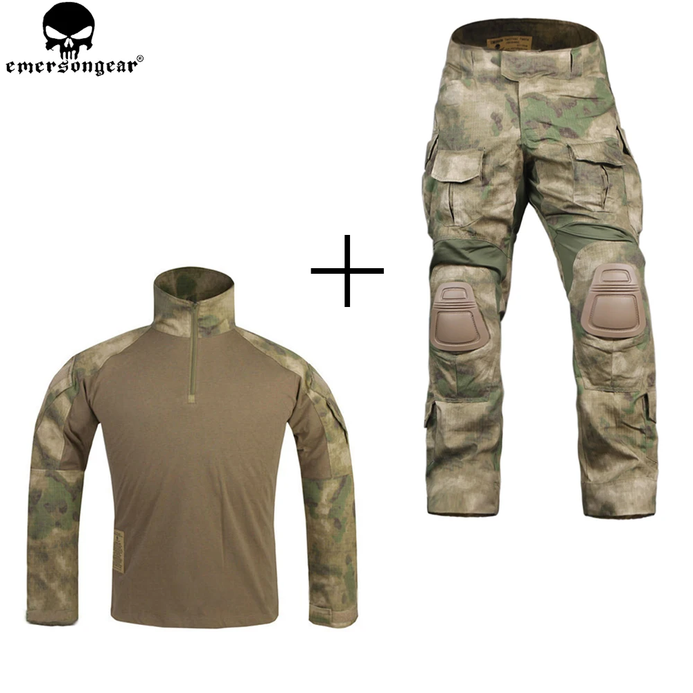 Мужские брюки для охоты EMERSONGEAR камуфляжные с наколенниками рубашка камуфляжным