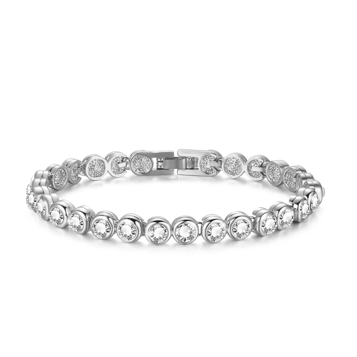 Классический Теннисный браслет с кубическим цирконием, [18 см/7 дюймов] Кристальный браслет для женщин подарок на свадьбу - Окраска металла: Silver