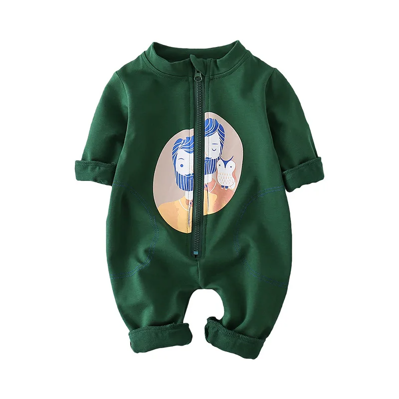 

Fashion spring and autumn stitching style long sleeve infant bodysuit MD170Q006