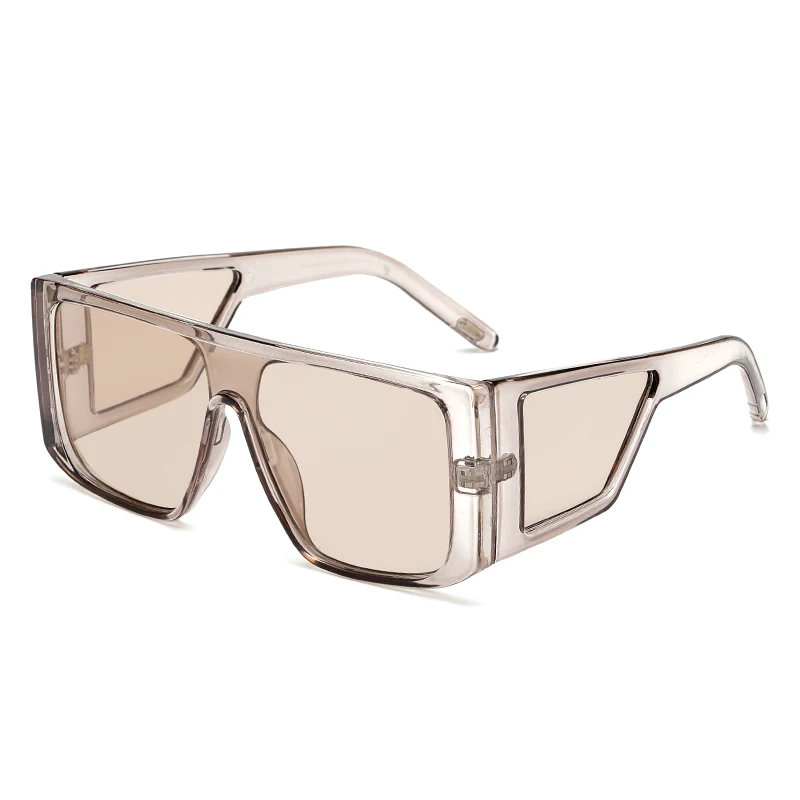 Большие солнцезащитные очки для женщин и мужчин, роскошные брендовые дизайнерские Винтажные Солнцезащитные очки в стиле панк, женские мужские черные очки с большой оправой UV400 - Цвет линз: Light Brown