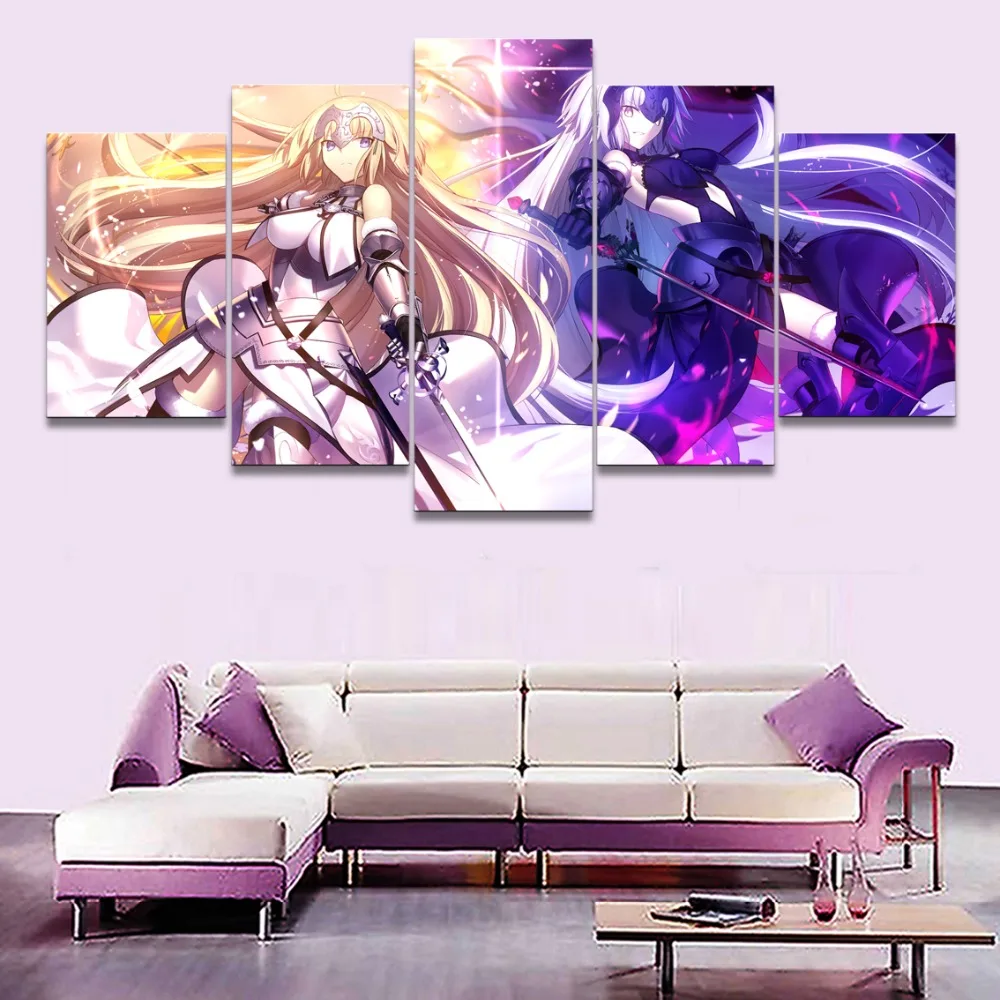 Modular-Wall-Art-Picture-Canvas-HD-Printed-Poster-Modern-Home-Decor-5-Pieces-Avenger-Anime-Fate (1)