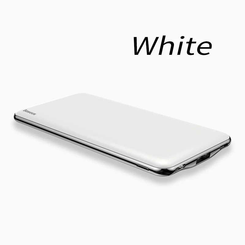 Baseus, ультра тонкий внешний аккумулятор 10000 мА/ч для iPhone, Xiaomi, usb type C, 3A, быстрый внешний аккумулятор 10000 мА/ч, портативное Внешнее зарядное устройство - Цвет: White