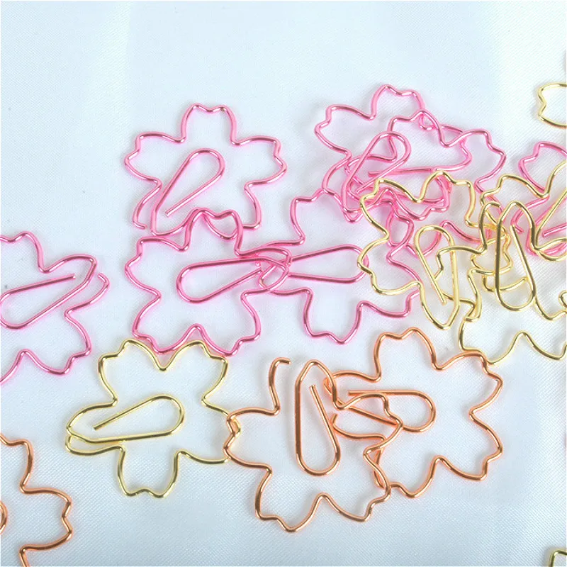 

5Pcs/lot Beautiful Sakura Bookmarks Planner Paper Clip Metal Material Convenient for Book Stationery School Office Supplies