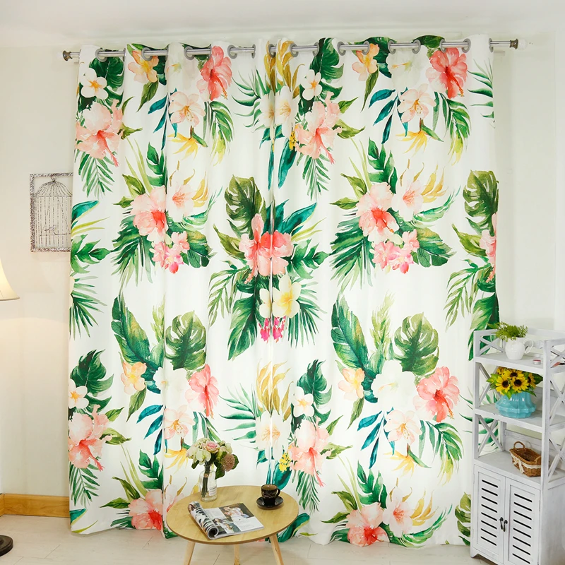 Senisaihon 3D Blackout Curtains Tropical Rainforest Big Leaves Pattern