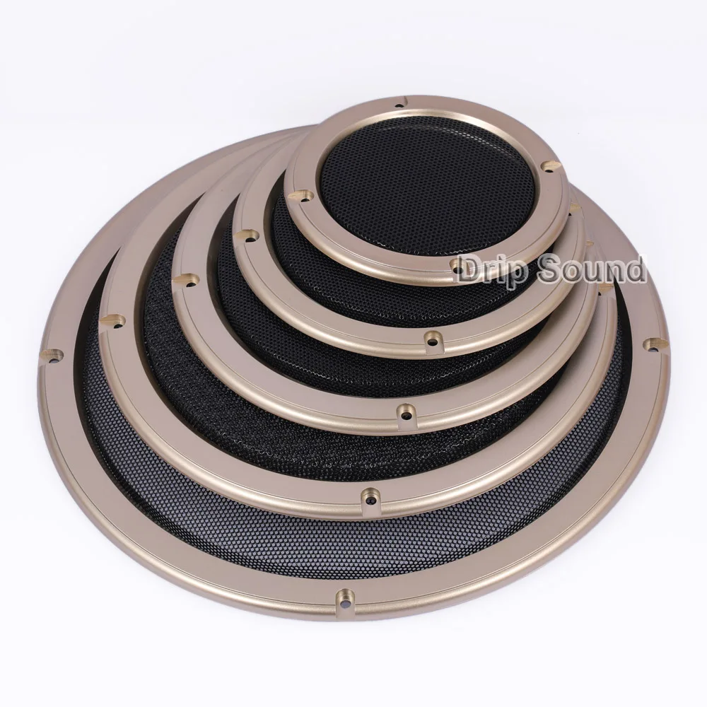 

For 2"/4"/5"/6.5"/8"/10" inch Audio Speaker Conversion Net Cover Decorative Circle Metal Mesh Grille Protection #Golden+Black