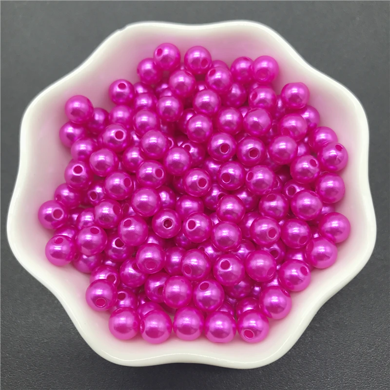 

4mm 6mm 8mm 10mm Rose Imitation Pearls Acrylic Beads Round Pearl Spacer Loose Beads For Jewelry Making
