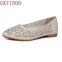 Г. Модные Повседневные лоферы из натуральной кожи, женские сандалии, летняя обувь на плоской подошве с вырезами, размер 34-43