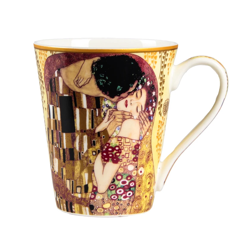 Avalon костяного фарфора Gustav Klimt Famouspaint картина маслом Художественная чашка кофе вы чашка керамика молоко кафе кружка 410 мл рукоять поцелуй
