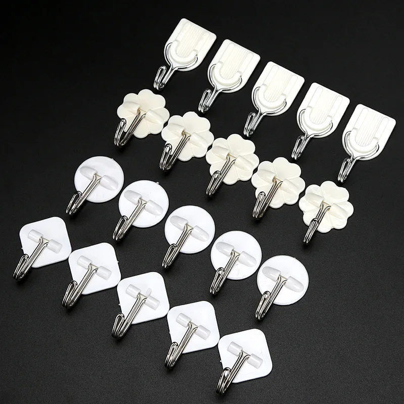 

10pcs/Set Kitchen Bathroom Towel Storage Rack Plastic Adhesive Hook Wall Sticky Mount Hanger Rack Strong Home Door Hanging