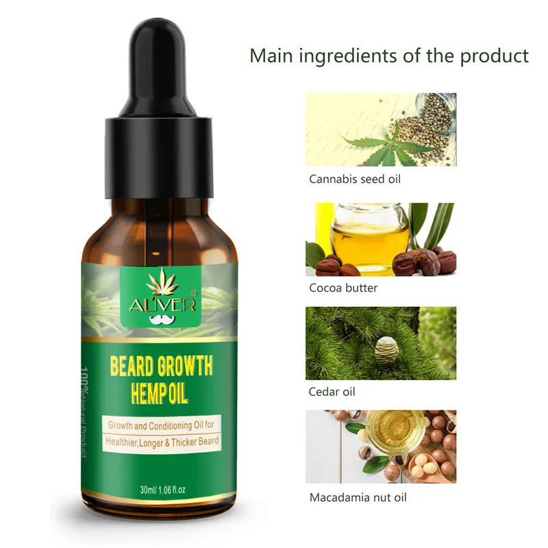 

2019 Beard Growth Liquid Hemp Oil Conditioner Grooming Moisturizing Moustache Care