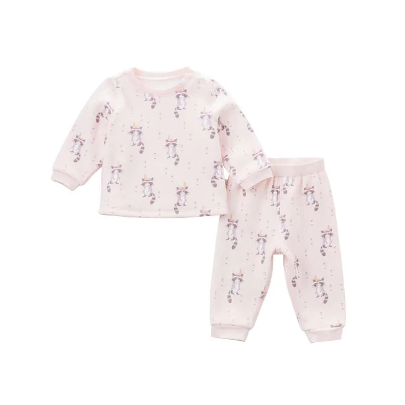DB6698 dave bella/осенние комплекты одежды для маленьких мальчиков и девочек Детский костюм с принтом верхняя одежда для малышей, костюмы - Цвет: pink raccoon