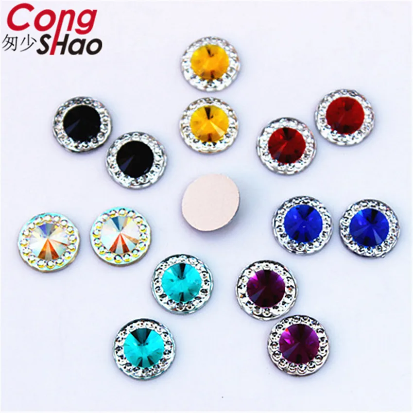 

Cong Shao 300PCS 10mm Round Flat Back Resin rhinestone applique Strass Crystals Stones Gems For DIY Costume Button Crafts CS617