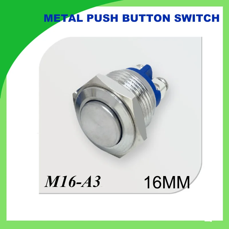 

16mm High Head Momentary Waterproof IP67 IK10 Metal Push Button Switch 1NO