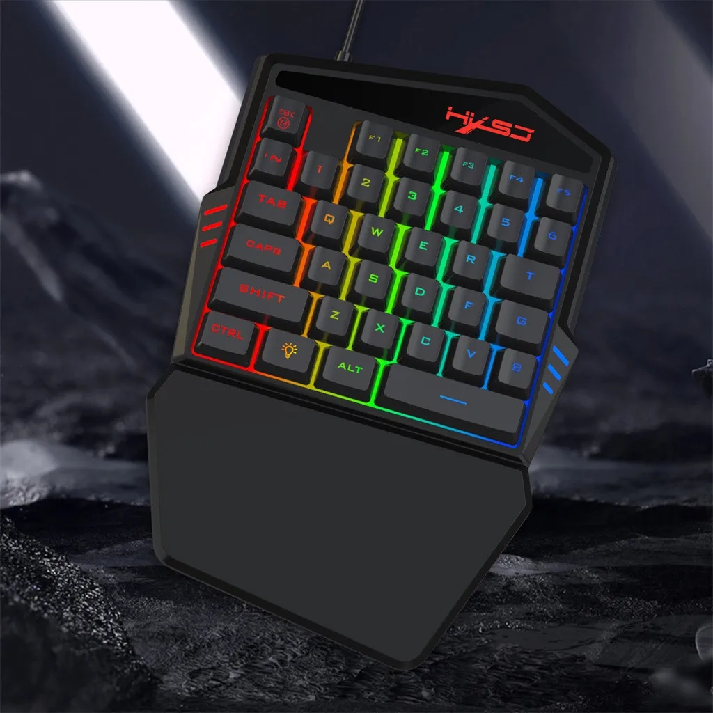 Hxsj Hz22 эргономичная многоцветная подсветка Одноручная игровая Проводная клавиатура+ мышь Новое поступление#20191016