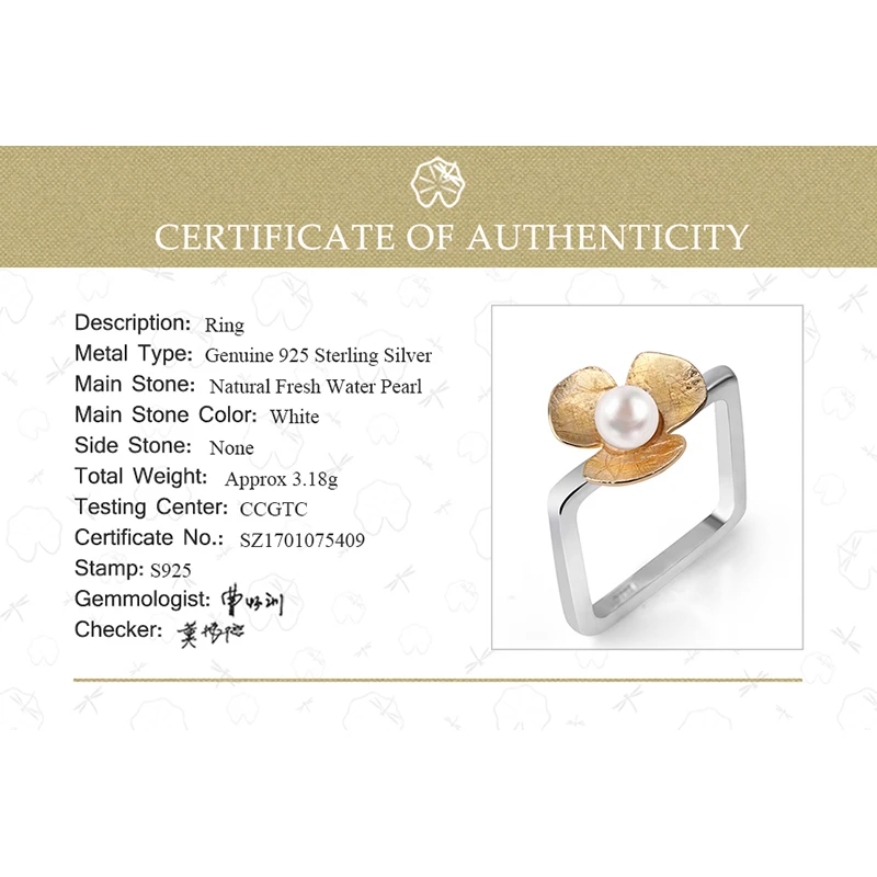 Lotus Fun Реальные Стерлингового Серебра 925 Природных Перл Handmade Fine Jewelry Square Ring Свежий