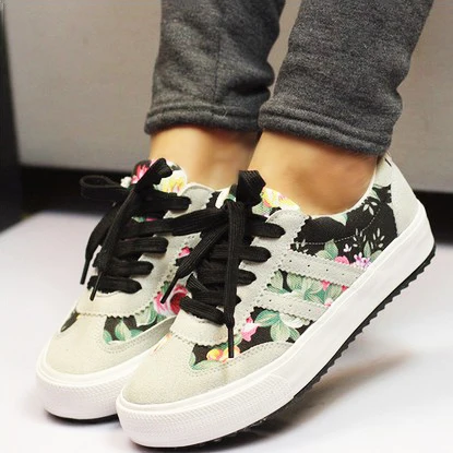 Women shoes 2016 Casual shoes 35 41 plus size fashion printed Canvas shoes woman