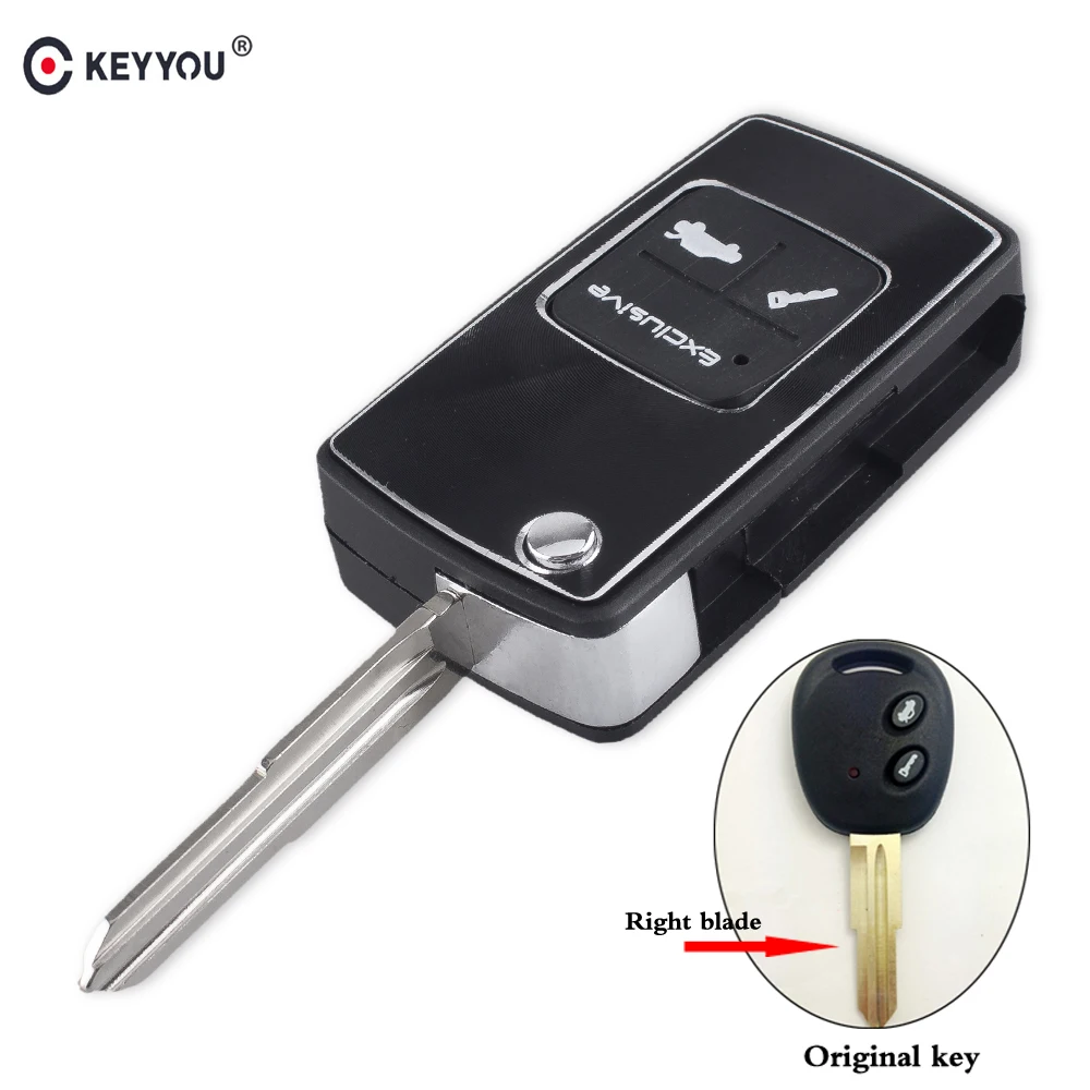 

KEYYOU 2 Buttons Modified Flip Key Shell For Chevrolet Lova Epica Spark Avoe Remote Key Case Keyless Fob Right Groove