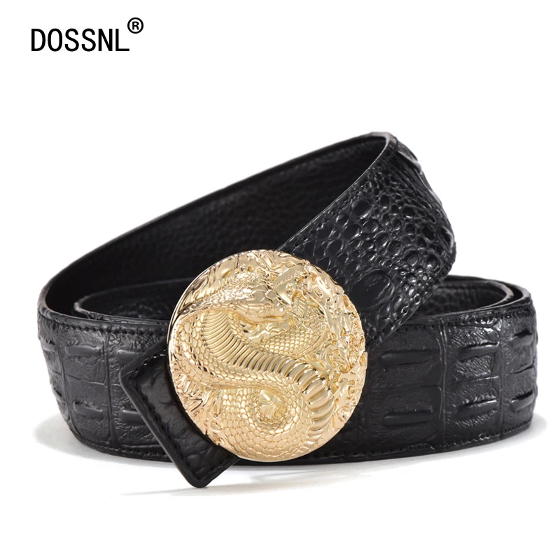

DOSSNL 2018 Newest Design Men's Cowhide Belt Leather Alloy Buckle Belt Girdle Smooth Buckle Cobra Four Colors Waistband A010