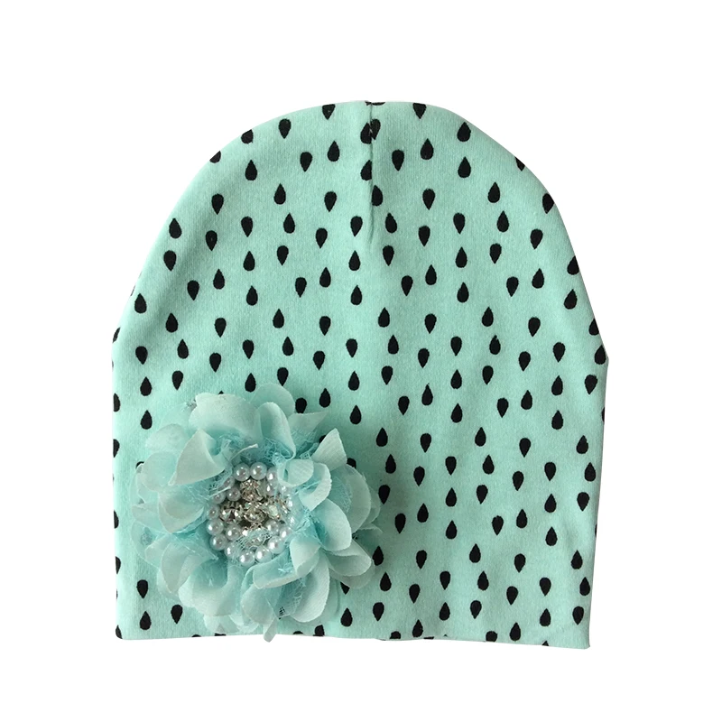 Baby Hat Cotton Floral Hat For Baby Girls Winter Caps Children's Beanie hats - Цвет: green rain