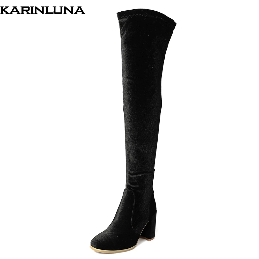 

KarinLuna Top Quality Large Size 33-42 2018 High Heels Party Women Shoes Women Over The Knee Boots Shoes Woman Long Boot