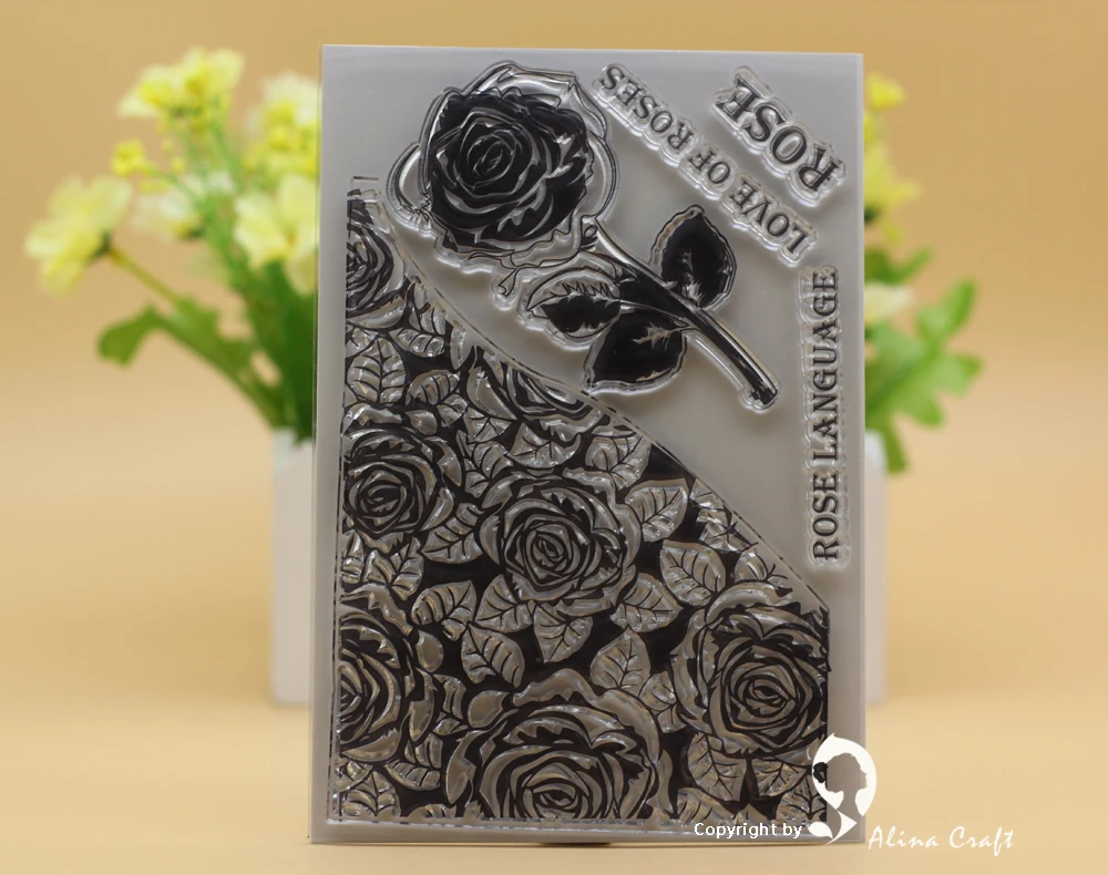 

AlinaCraft CLEAR STAMPS rose garden stamps Scrapbooking Card album paper craft silicon rubber roller transparent stamps