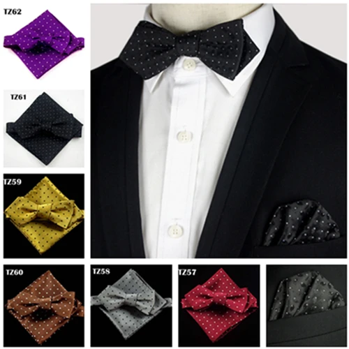 6 цветов в горошек Классический Шелковый Самостоятельная галстук-бабочку жаккардовые Для мужчин бабочка галстук-бабочка карман квадратный платок костюм с бантом комплект