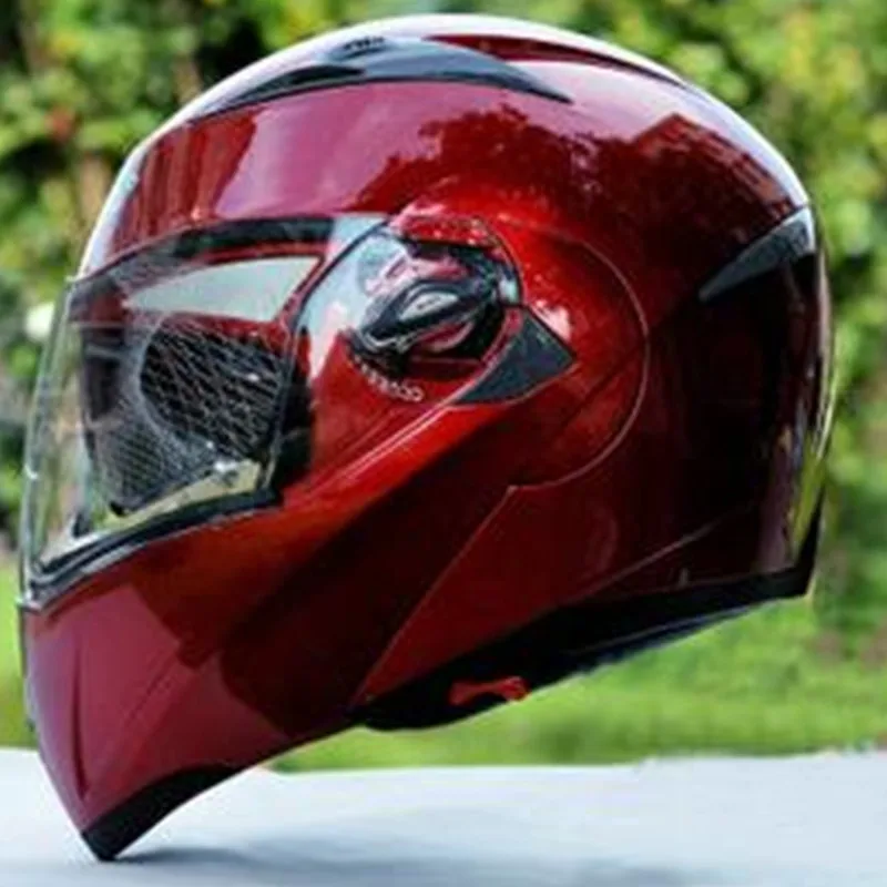 DOT для взрослых флип мото модульные cascos capacetes moto rcycle шлем Зимние гоночные шлемы двойные линзы лучше, чем JIEKAI - Цвет: red