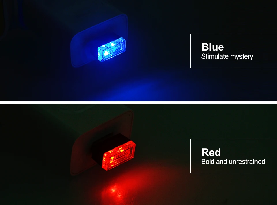 Foxcncar LED Car USB Lights Auto Interior Lamp 5V whiteblueredpink car accessories For bmw peugeot USB Plug Play night light (6)