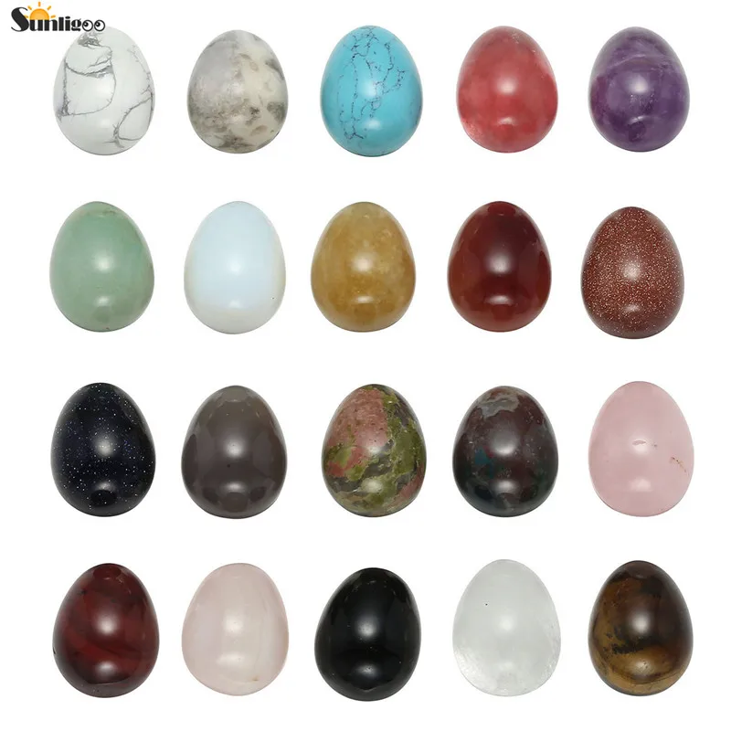 Sunligoo 20x гладкой мини яйцо натуральных камней исцеления балансировки комплект для коллекционеров Кристалл& рейки целители и практикующих йогу