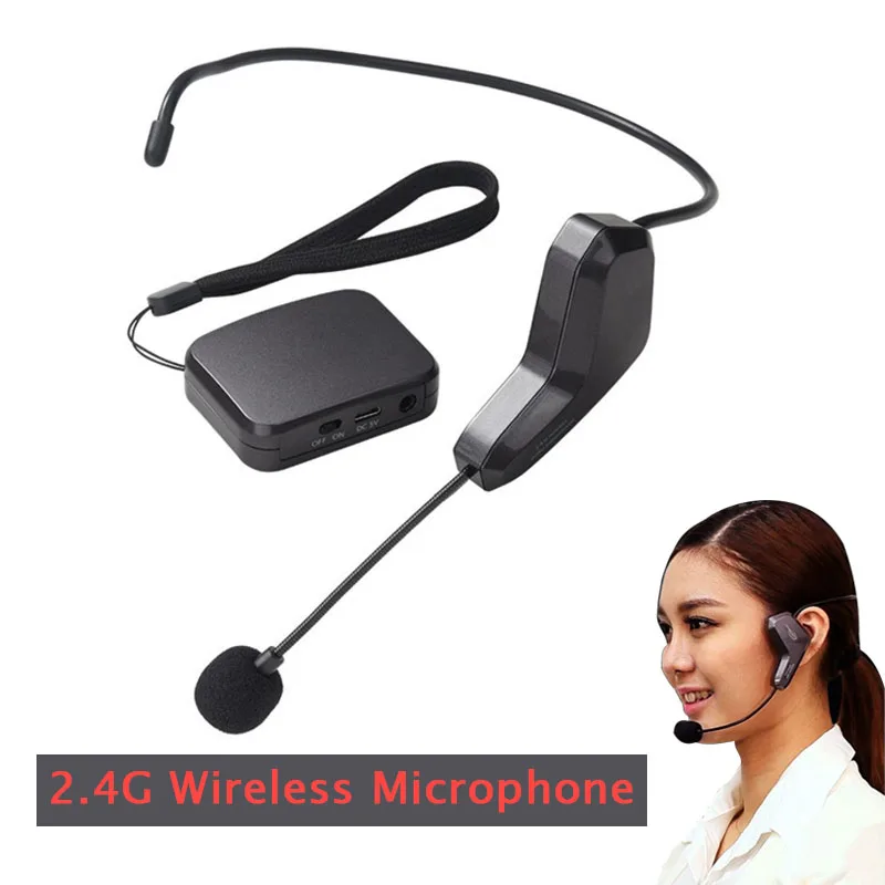 

Headset Microphone 2.4G Wireless Speech Megaphone Radio Mic for Meeting Customer Service Loudspeaker Teaching Tour Guide