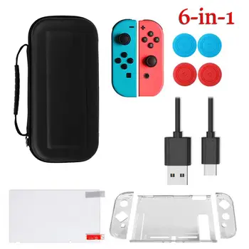 

Bevigac 6-in-1 Set Case Clear Cover Screen Film Protector Joy-Con Sleeve Thumb Grips Cap USB Cable for Nintendo Nintend Switch