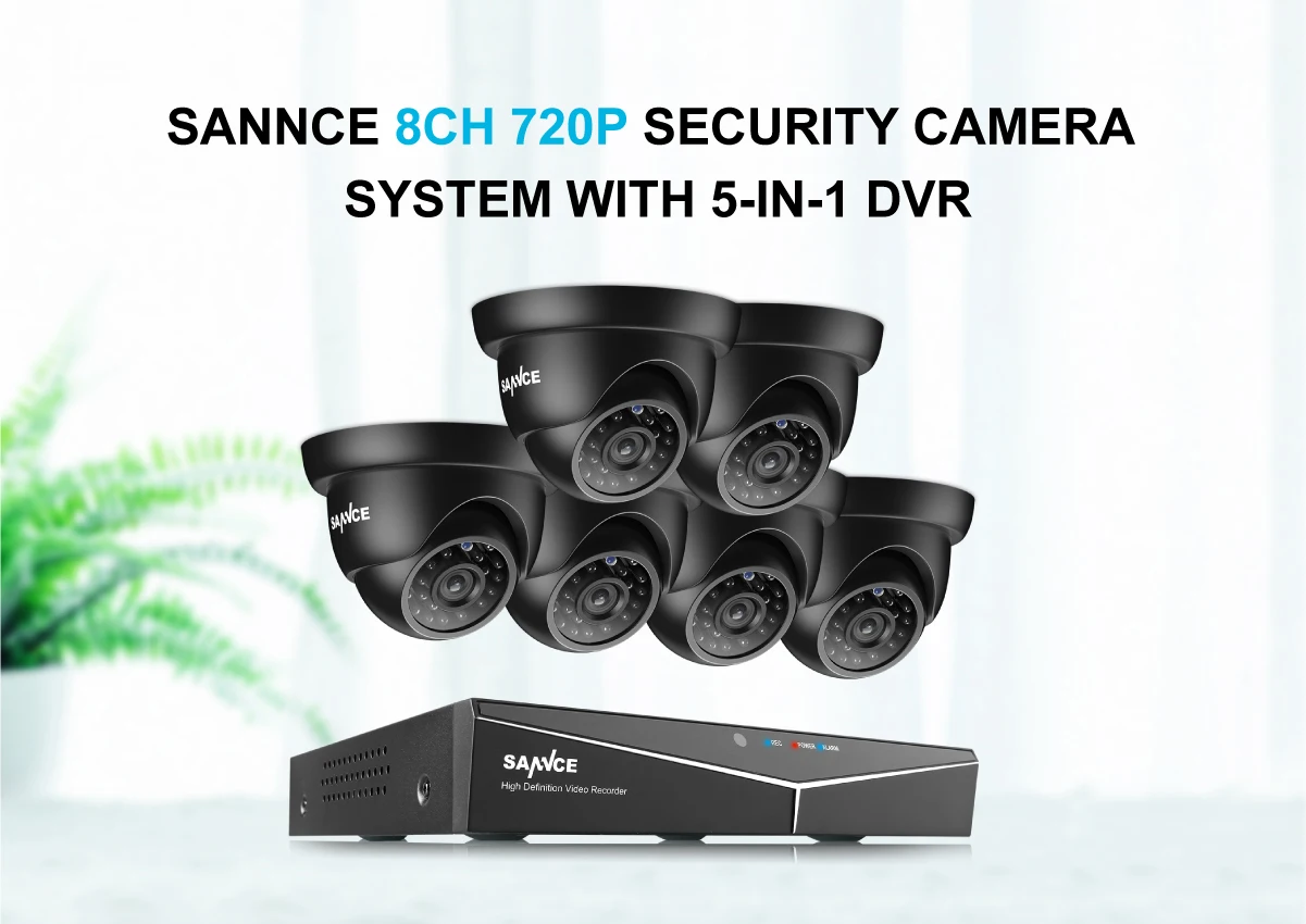 SANNCE 8CH 720P CCTV система HD 1080P DVR комплект 6 шт. 1.0MP камеры безопасности ИК ночного водонепроницаемый комплект наблюдения