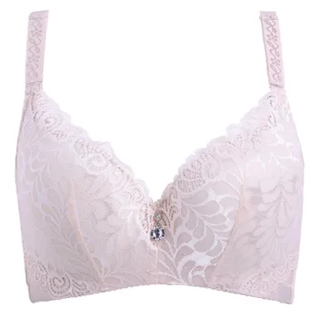 

WEIXINBUY Comfortable Breathable Thin Oversize Lace Three Quaters Bras For Women Solid Underwire Adjustable Push Up Bra бюстгал