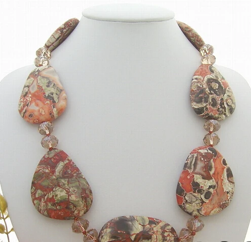 

huij 003591 Natural Nugget Jasper&Crystal Necklace