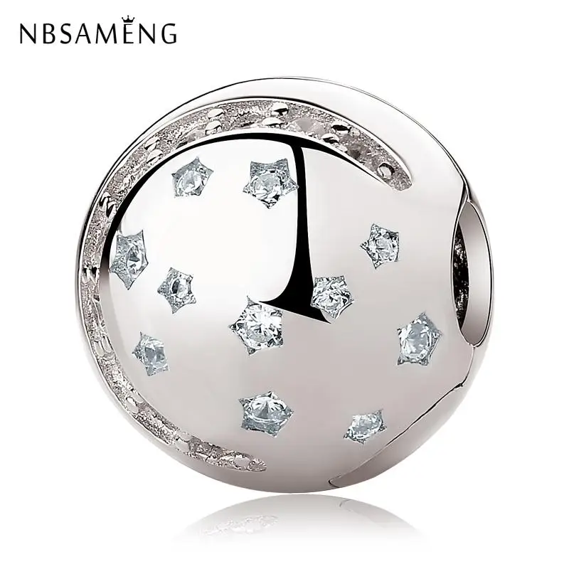 

Authentic 925 Sterling Silver Bead Charm Crystal Stars Stopper Safety Lock Beads Fit Pandora Bracelet Bangle DIY Jewelry