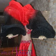 Черный градиент к красному,(1 шт. справа+ 1 шт. слева) 1,5 м* 0,9 м(5"* 35") Ручная роспись танец живота Шелковый веер вуаль, настоящий струящийся шелк