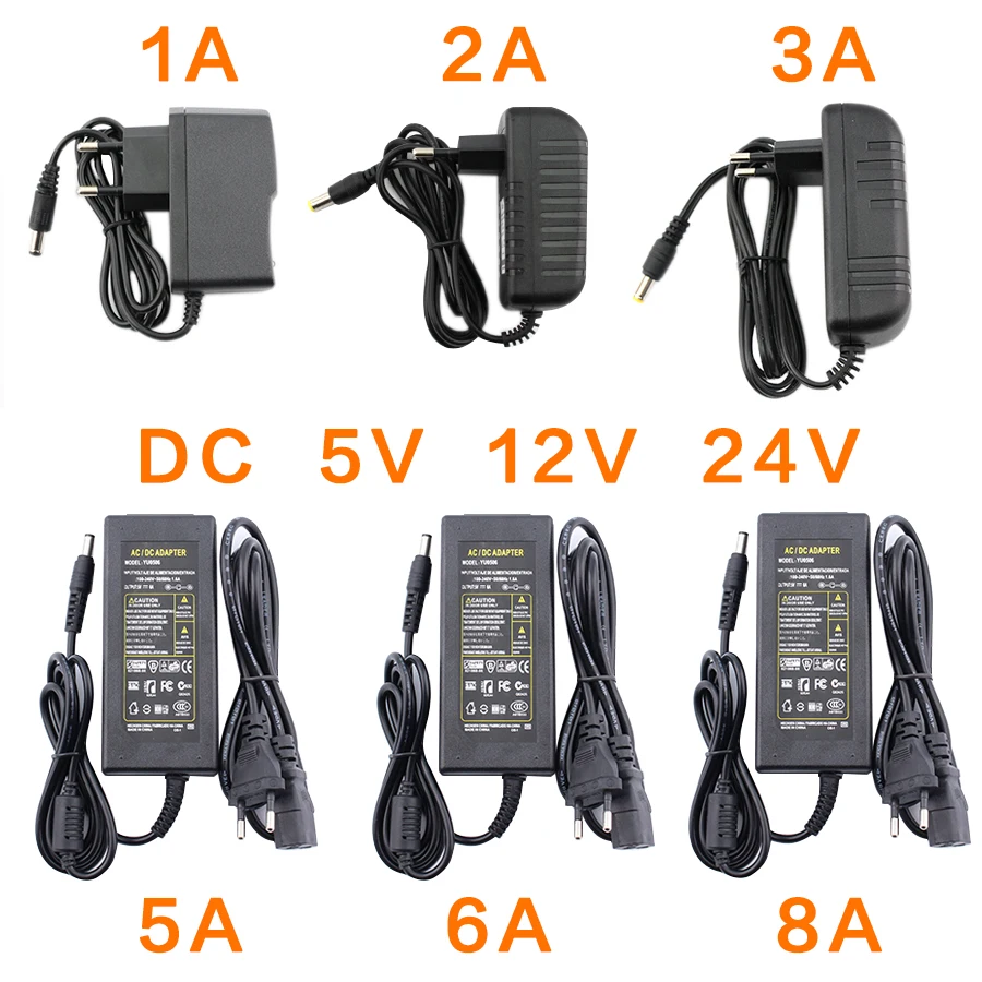 

AC 5V 12V 24V Power Supply Adapter 1A 2A 3A 5A 6A 8A AC 220V TO DC 5 12 24 V Volt Lighting Transformers LED Driver Power Supply