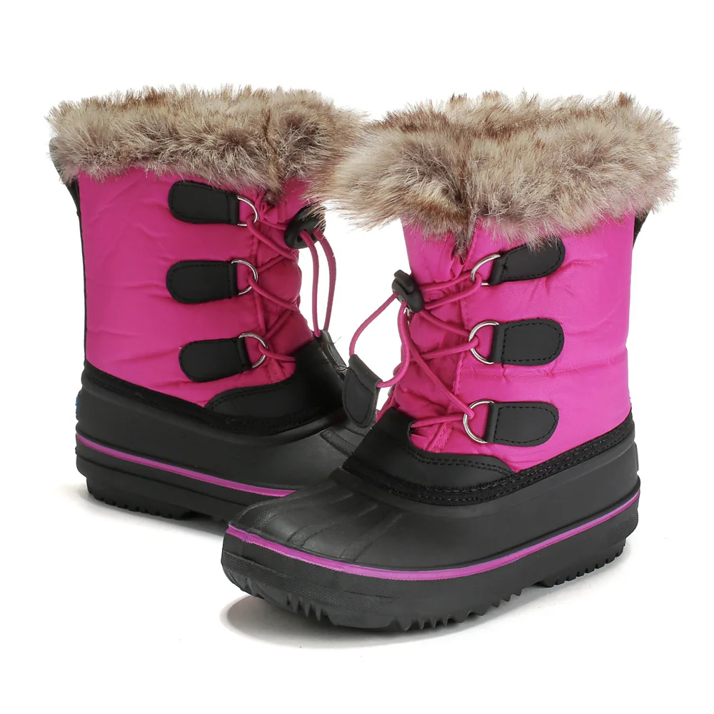 

Winter Boots For Girls Boys Mid-calf Plush Warm Snow Boots Slip on Water-resistant Children Footwear Rain Boots Shoes Botas
