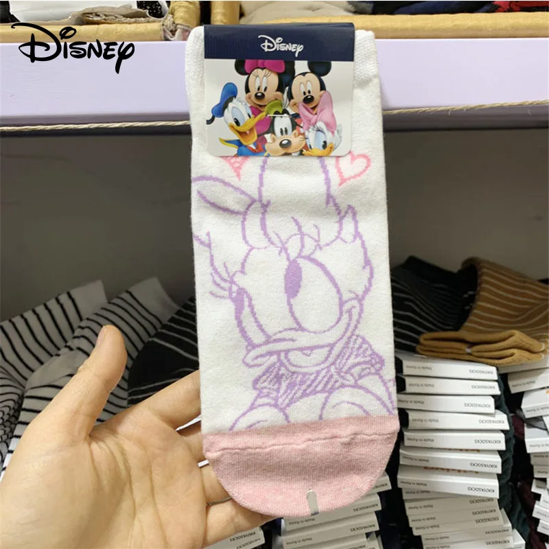 Cartoon Sketch Mickey Minnie Socks Printing Girl short sock Donald Duck Disney doodle socks female adult Cotton socks 35-40